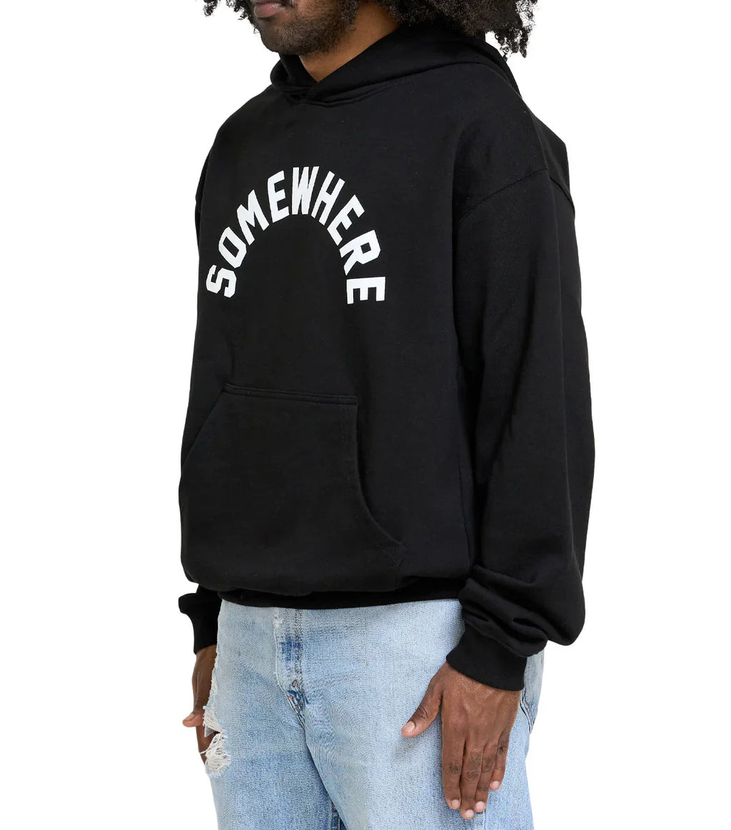 SOMEWHERE Arch Logo Hoodie Black