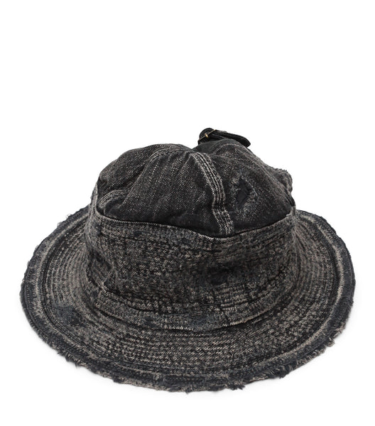 Kapital 11.5oz BLKxBLK Denim The Old Man And The Sea Hat (Crash Remake) Black