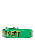 Carpet Company Varsity Rhinestone Leather Belt Green