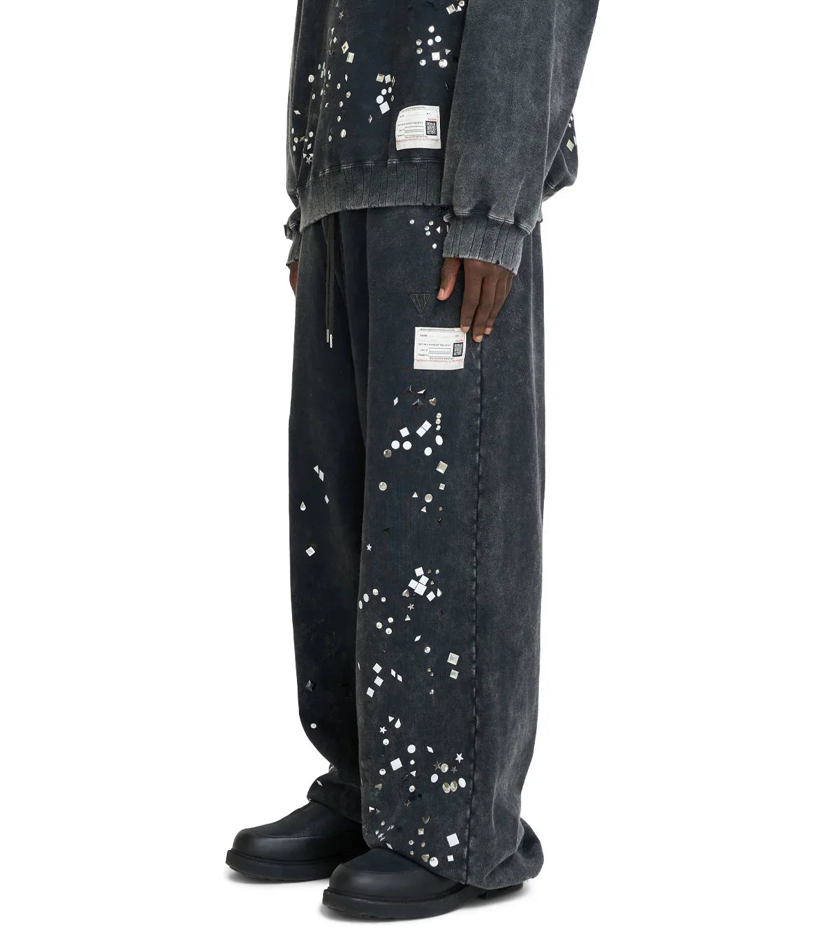 Mihara Yasuhiro Embellished Bleached Pants Black