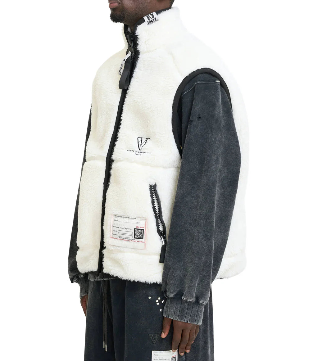 Mihara Yasuhiro Amateur Sewn Wide Back Boa Vest White