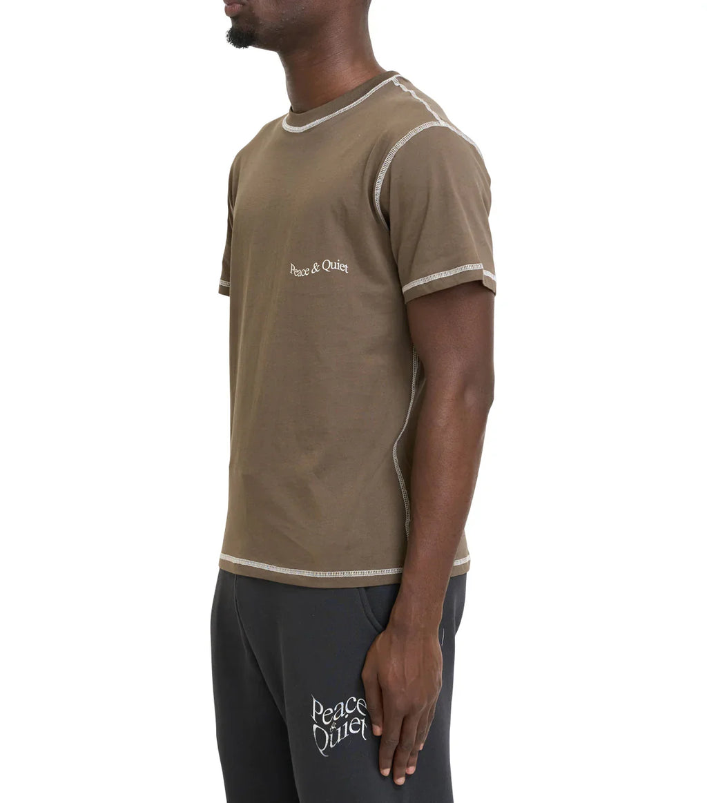 Museum of Peace & Quiet Wordmark Reverse Stitched T-Shirt Brown