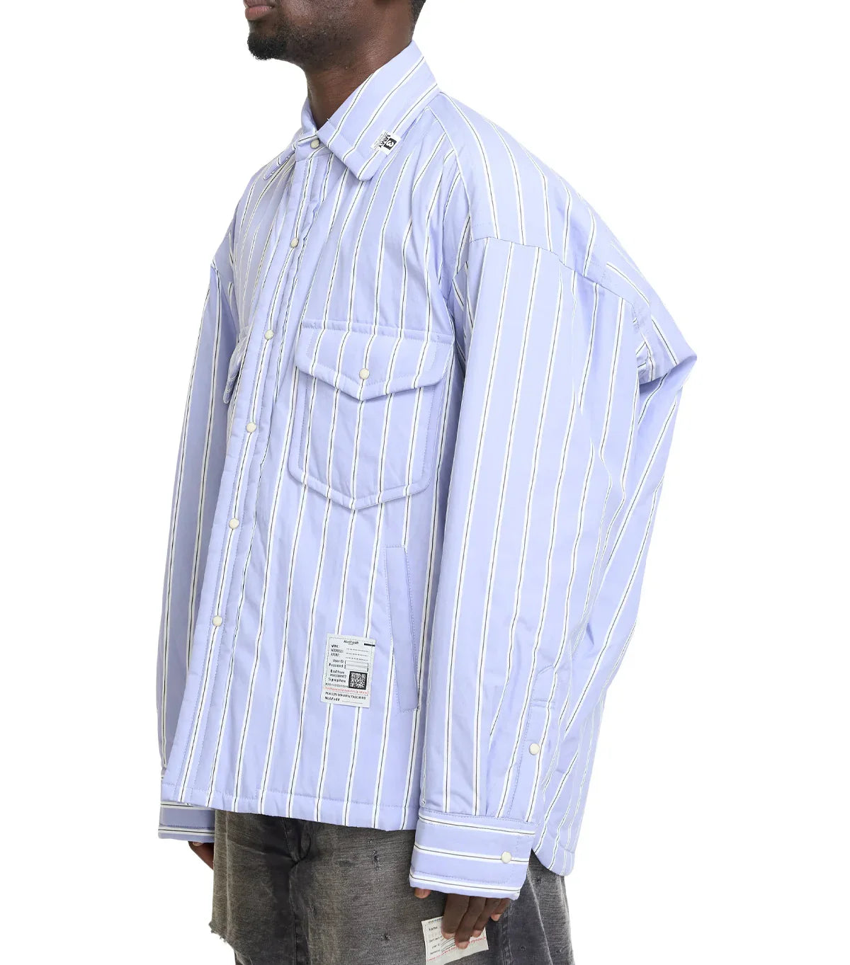 Mihara Yasuhiro Stripe Puffer Shirts Blue