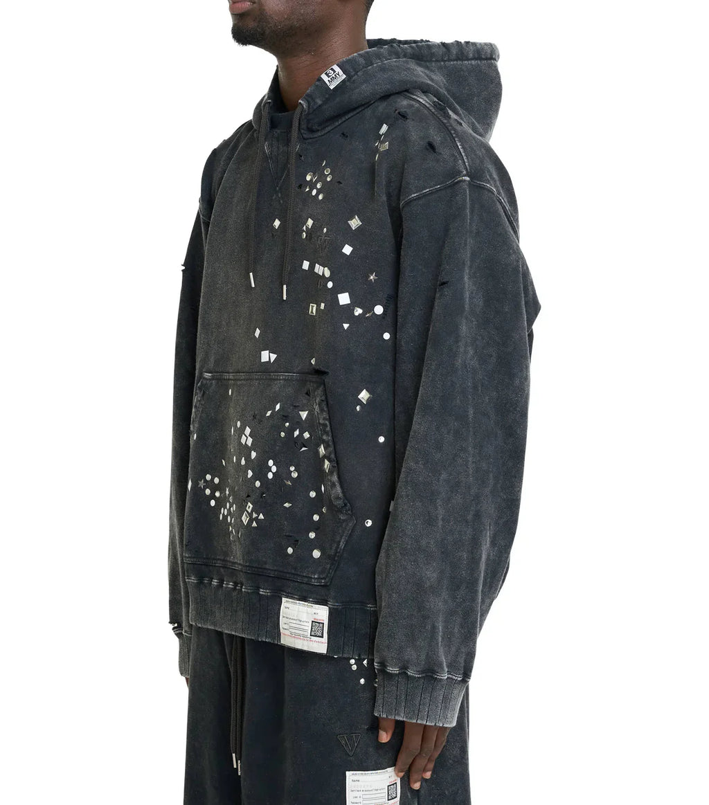 Mihara Yasuhiro Embellished Bleached Hoodie Black