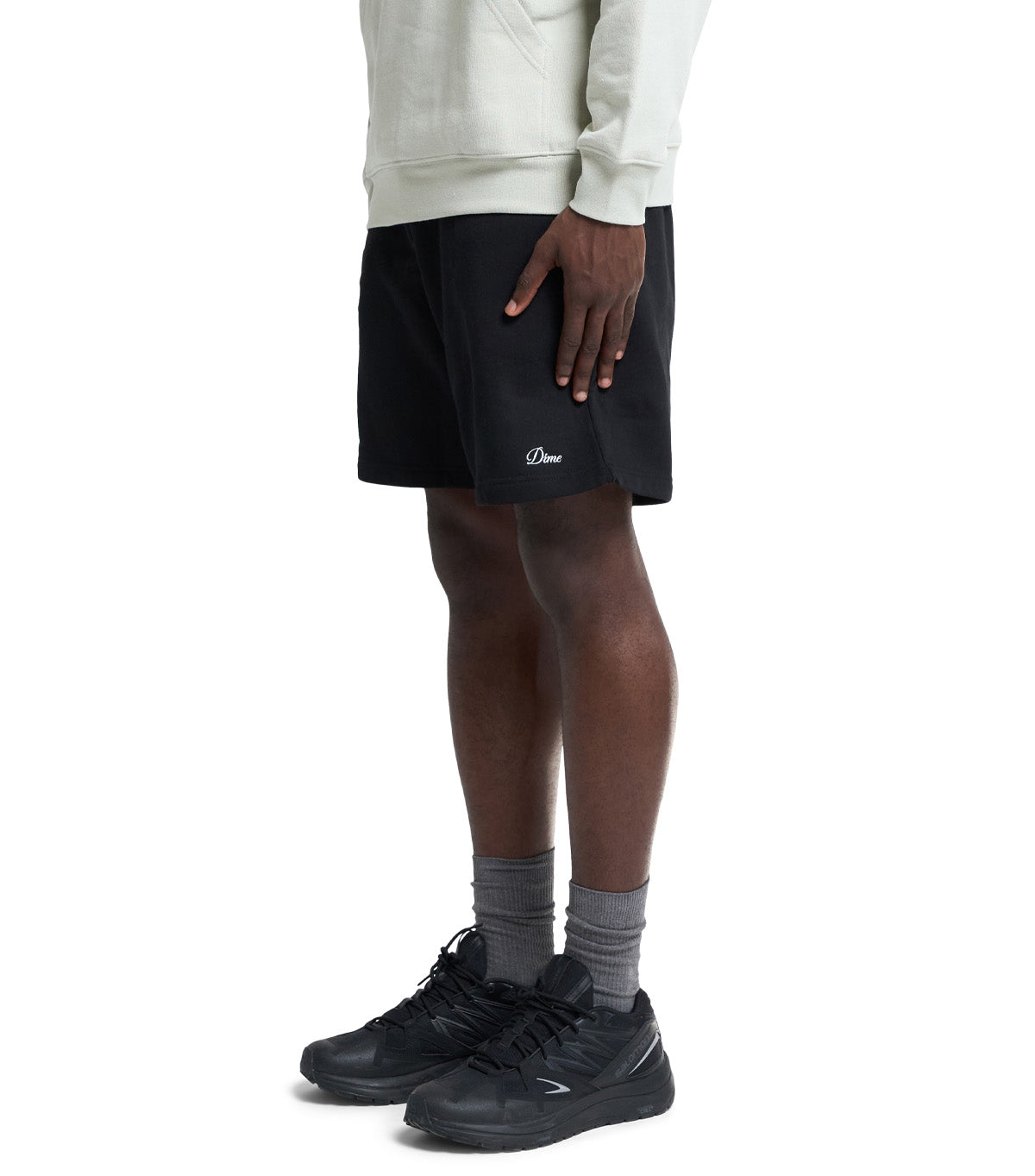 【DIME】 Cursive Small Logo Sweatshorts - Black Dime Cursive Small Logo Sweatshorts Black | SOMEWHERE®