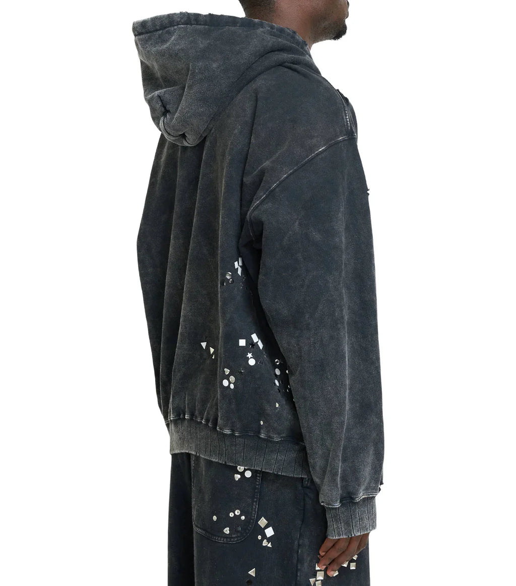 Mihara Yasuhiro Embellished Bleached Hoodie Black
