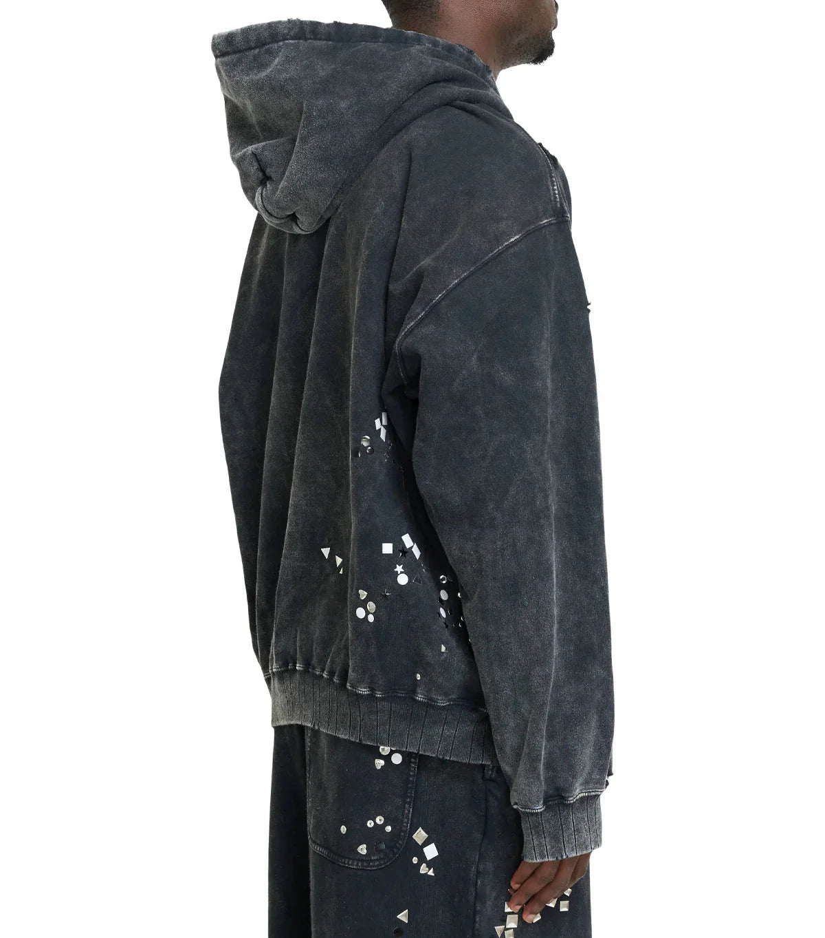 Mihara Yasuhiro Embellished Bleached Hoodie Black