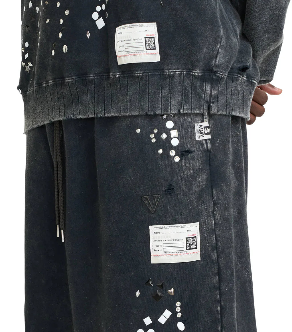 Mihara Yasuhiro Embellished Bleached Pants Black