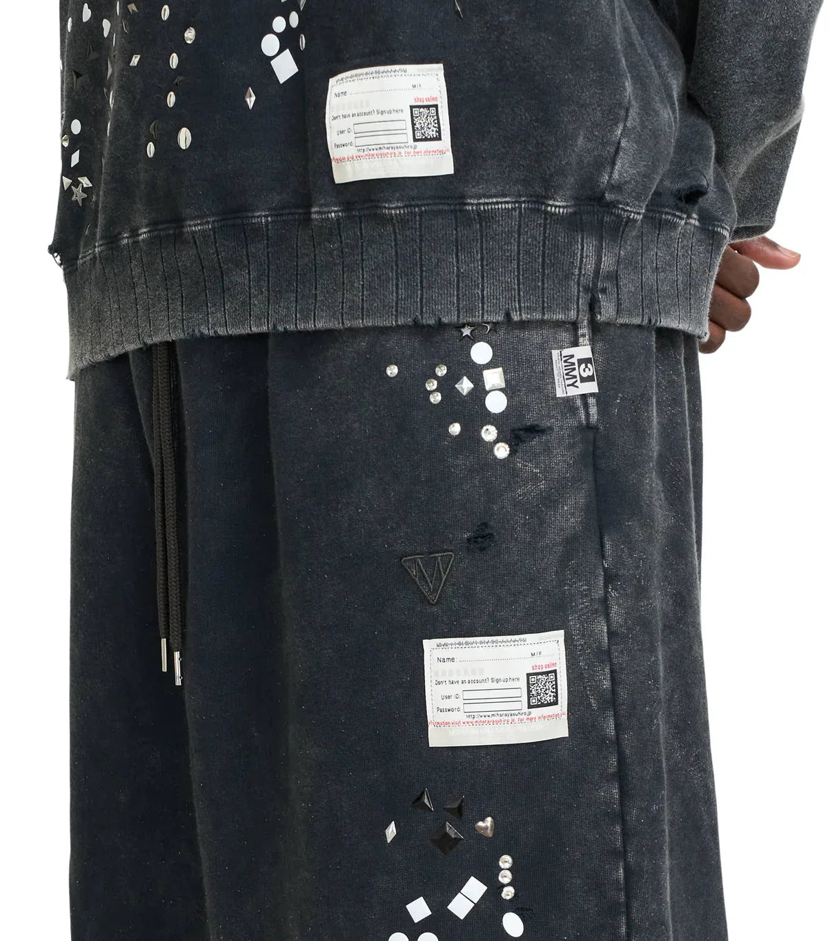Mihara Yasuhiro Embellished Bleached Pants Black