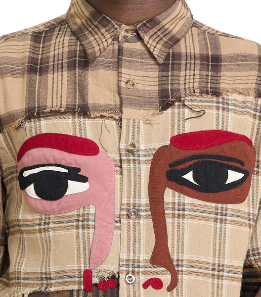 KidSuper Face Patchworked Flannel Red