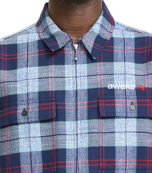Awake NY Flannel Zip Shirt Blue