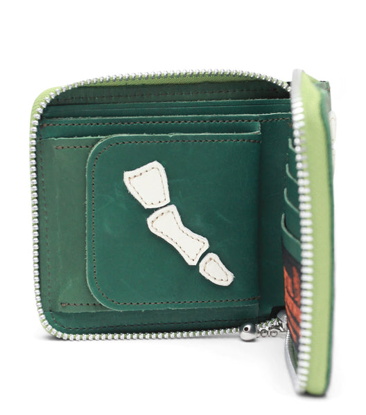 Kapital Thumb-Up Bone Hand Zip Wallet Green