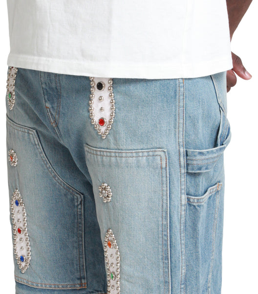 Kapital 14Oz Denim Shorts (Studs Remake) Blue