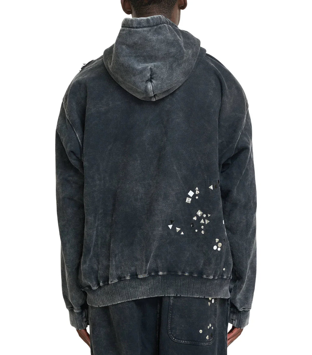 Mihara Yasuhiro Embellished Bleached Hoodie Black