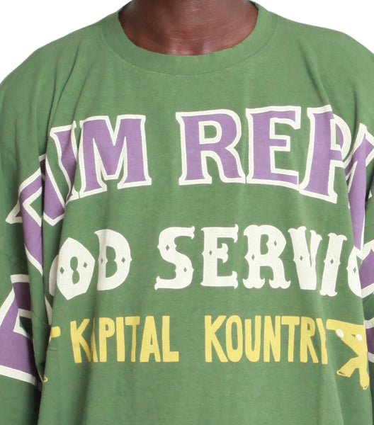 Kapital 18.5/- Jersey Huge-T Denim Repair Green