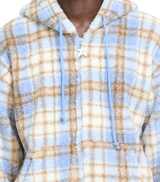Carpet Company Plaid Fleece Jacket Baby Blue