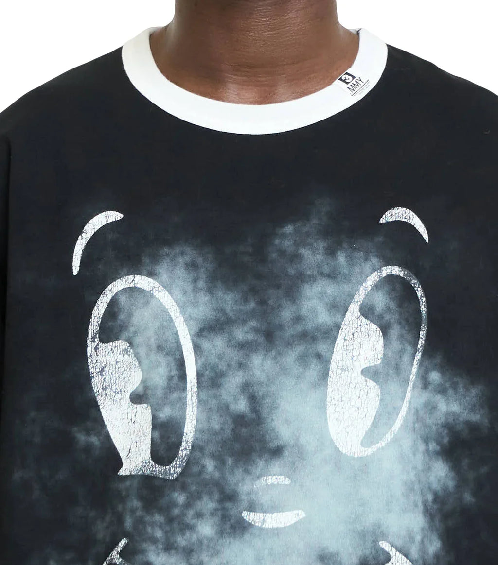 Mihara Yasuhiro Happy Face Printed T-Shirt Black