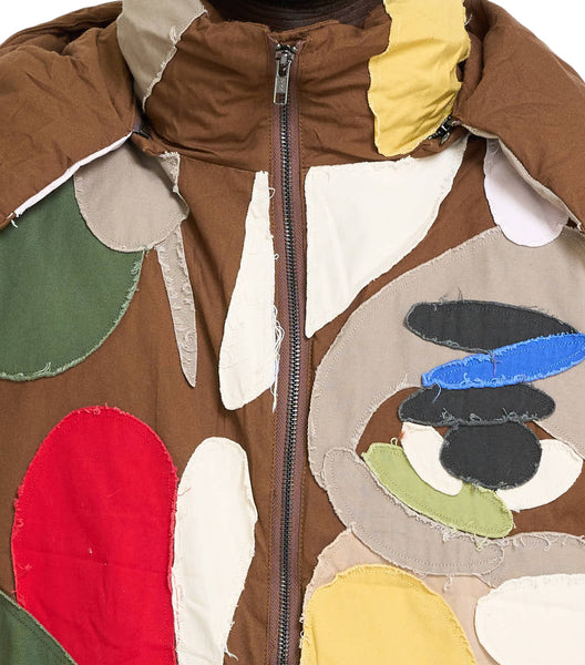 KidSuper Patchworked Face Down Jacket Brown