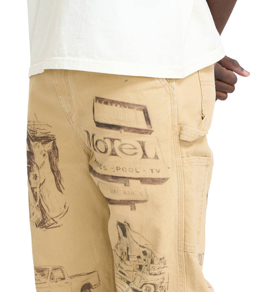 One Of These Days All Over Print Painters Pant Tan