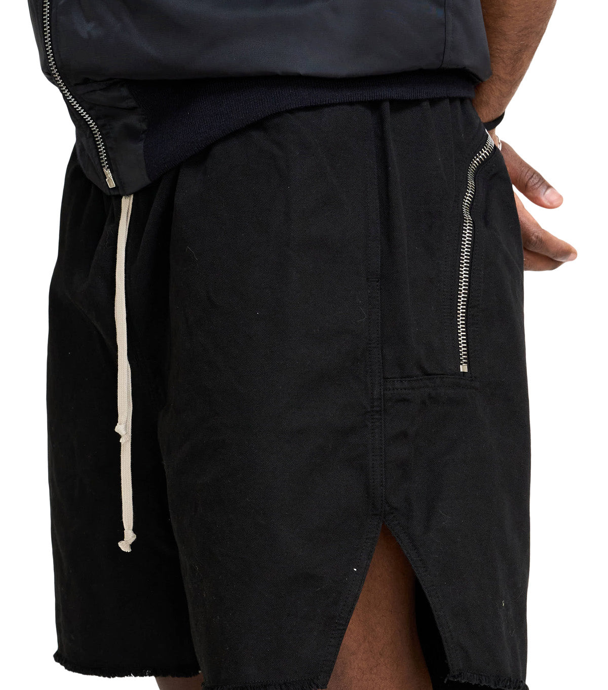 Rick Owens DRKSHDW Shorts Long Boxers Butt Zip Black Black