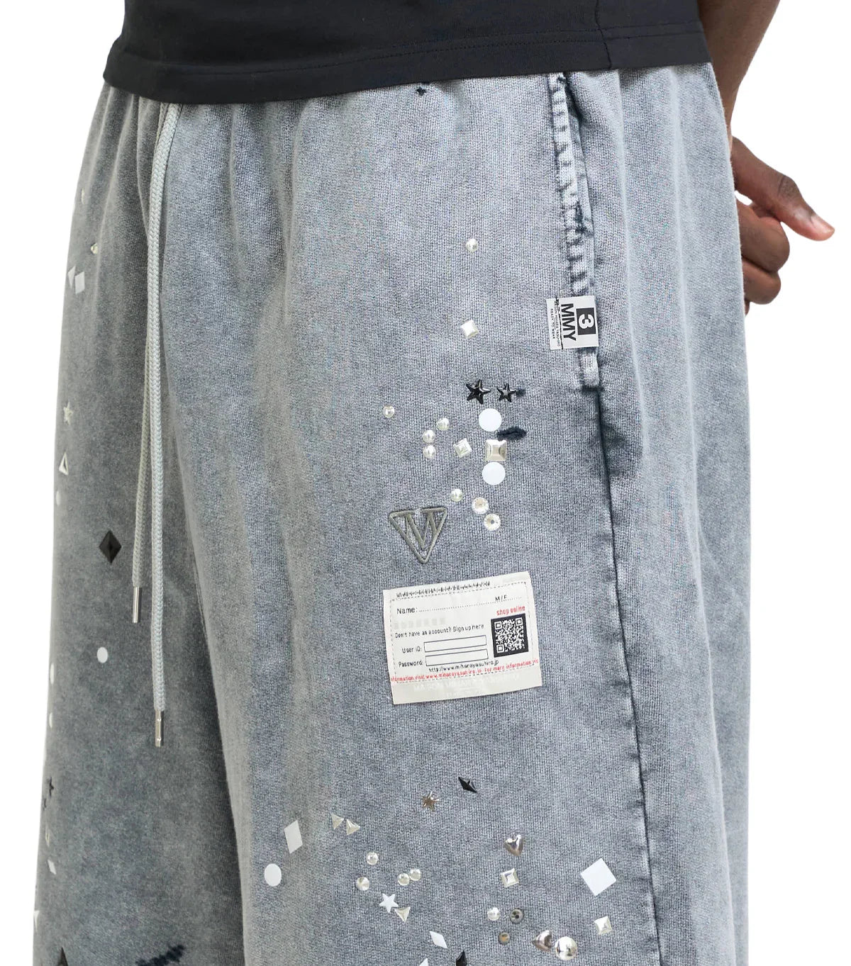 Mihara Yasuhiro Embellished Bleached Shorts Gray