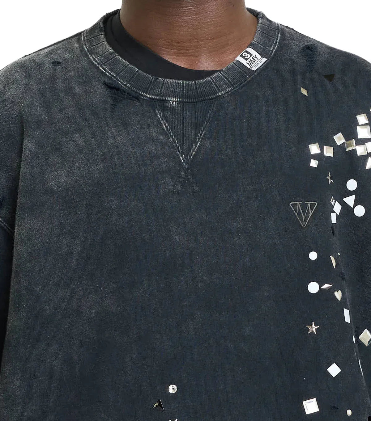 Mihara Yasuhiro Embellished Bleached Pullover Black