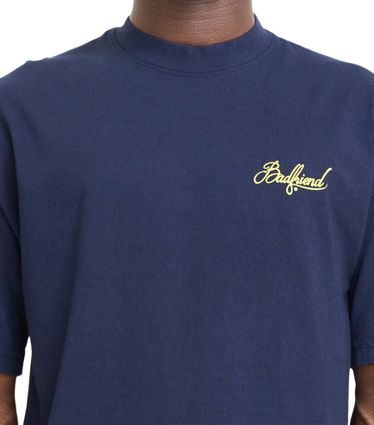 Badfriend Cursive Logo T-Shirt Navy
