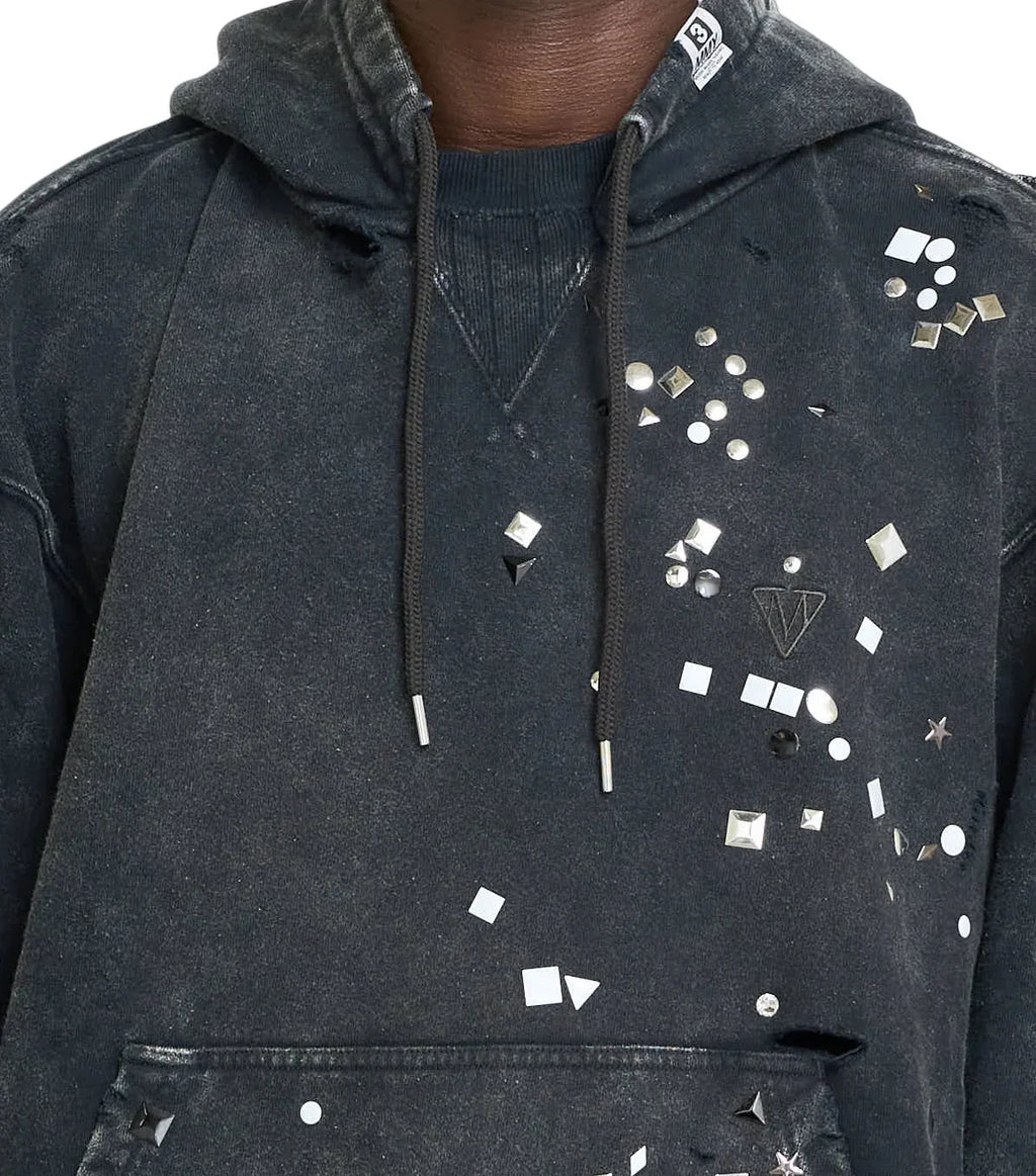 Mihara Yasuhiro Embellished Bleached Hoodie Black