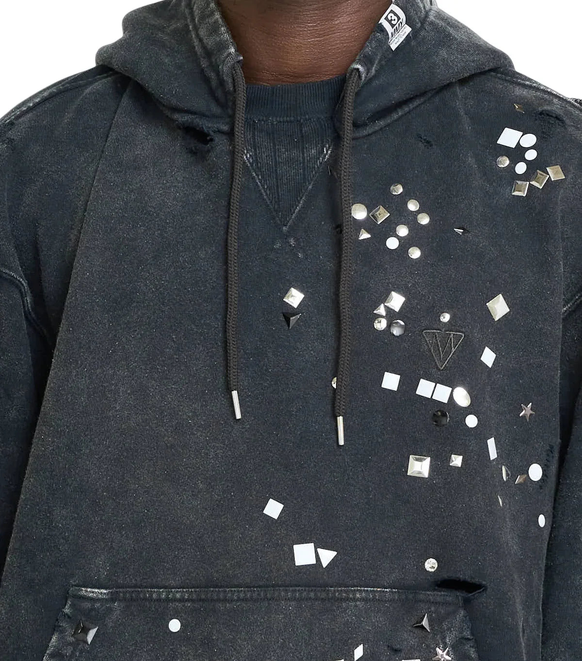 Mihara Yasuhiro Embellished Bleached Hoodie Black