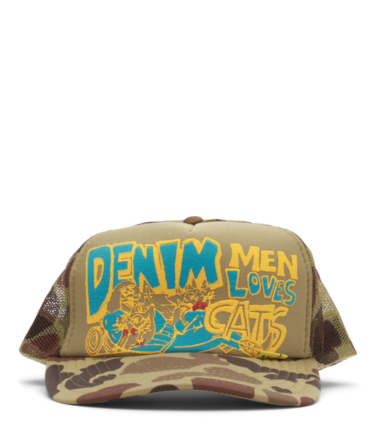 Kapital Camo Denim Men Loves Cats Truck Cap Yellow