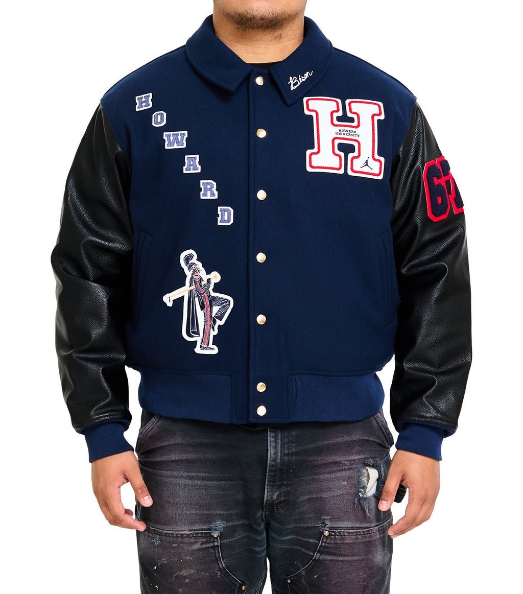 Jordan x Howard University Varsity Jacket Blue - SOMEWHERE