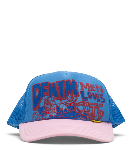 Kapital Denim Men Love Cats Trucker Cap Blue Pink