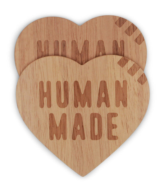Human Made Heart Wood Coaster Set 2P Beige