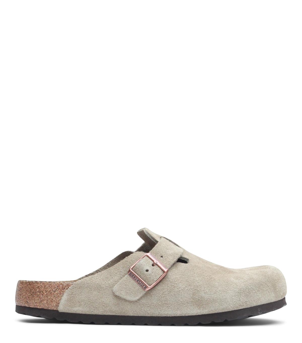 Birkenstock Boston Soft Footbed Suede Taupe | SOMEWHERE
