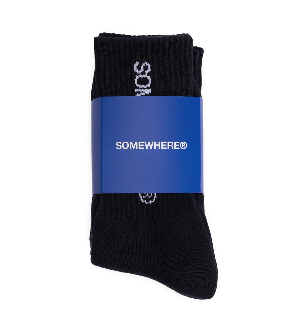 SOMEWHERE Original Crew Socks Black (3 Pack)