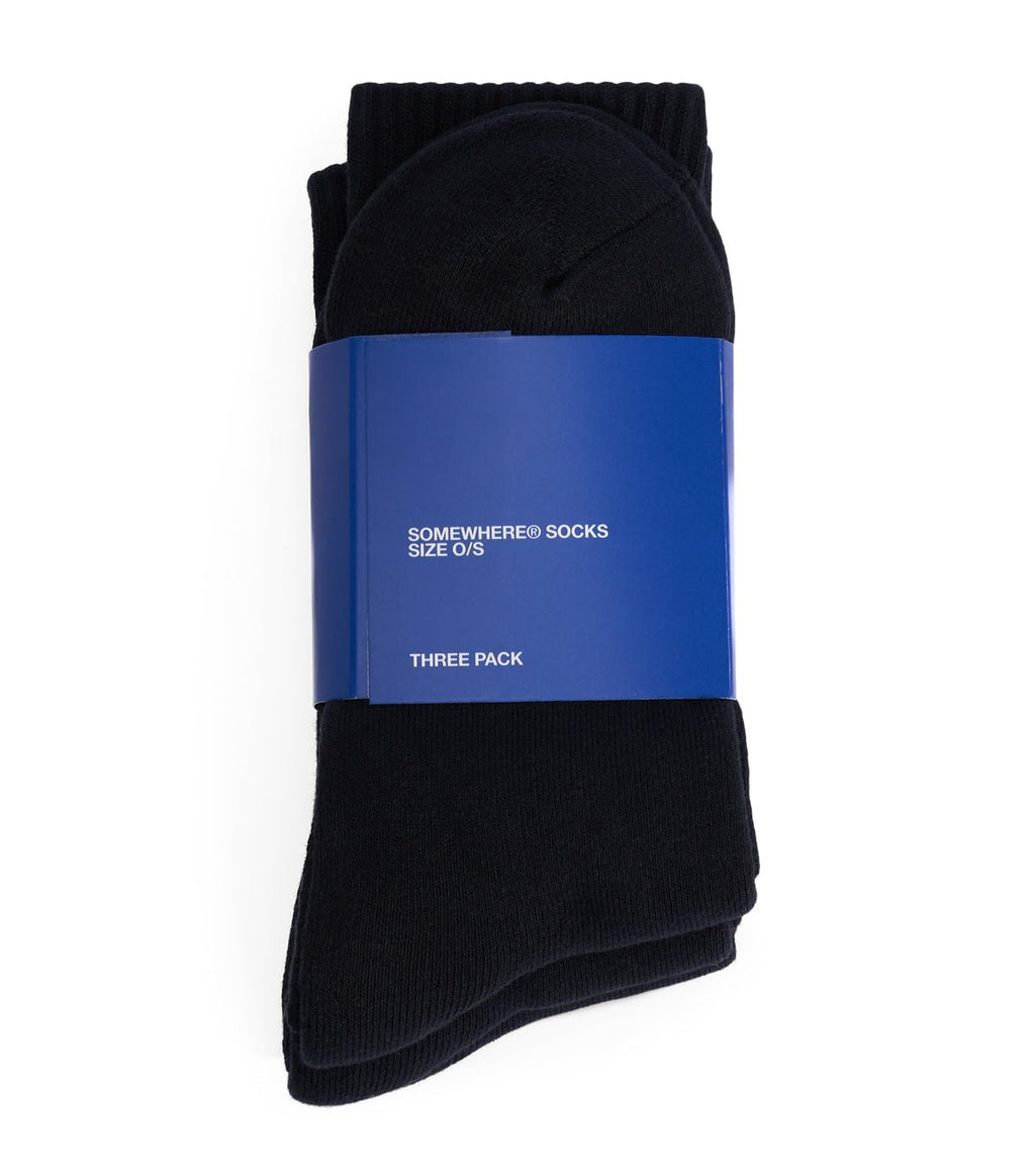 SOMEWHERE Original Crew Socks Black (3 Pack)
