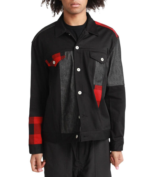 CdG Homme Multi Fabric Jacket Black Red