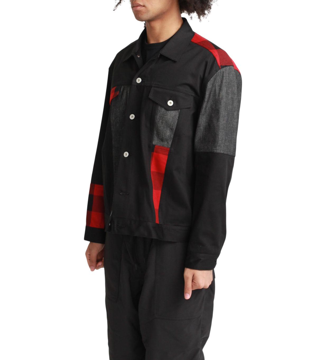 CdG Homme Multi Fabric Jacket Black Red | SOMEWHERE
