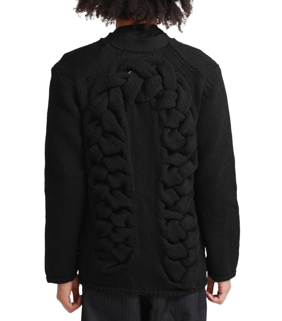 CdG Homme Plus Knit Cross Pattern Cardigan Black | SOMEWHERE