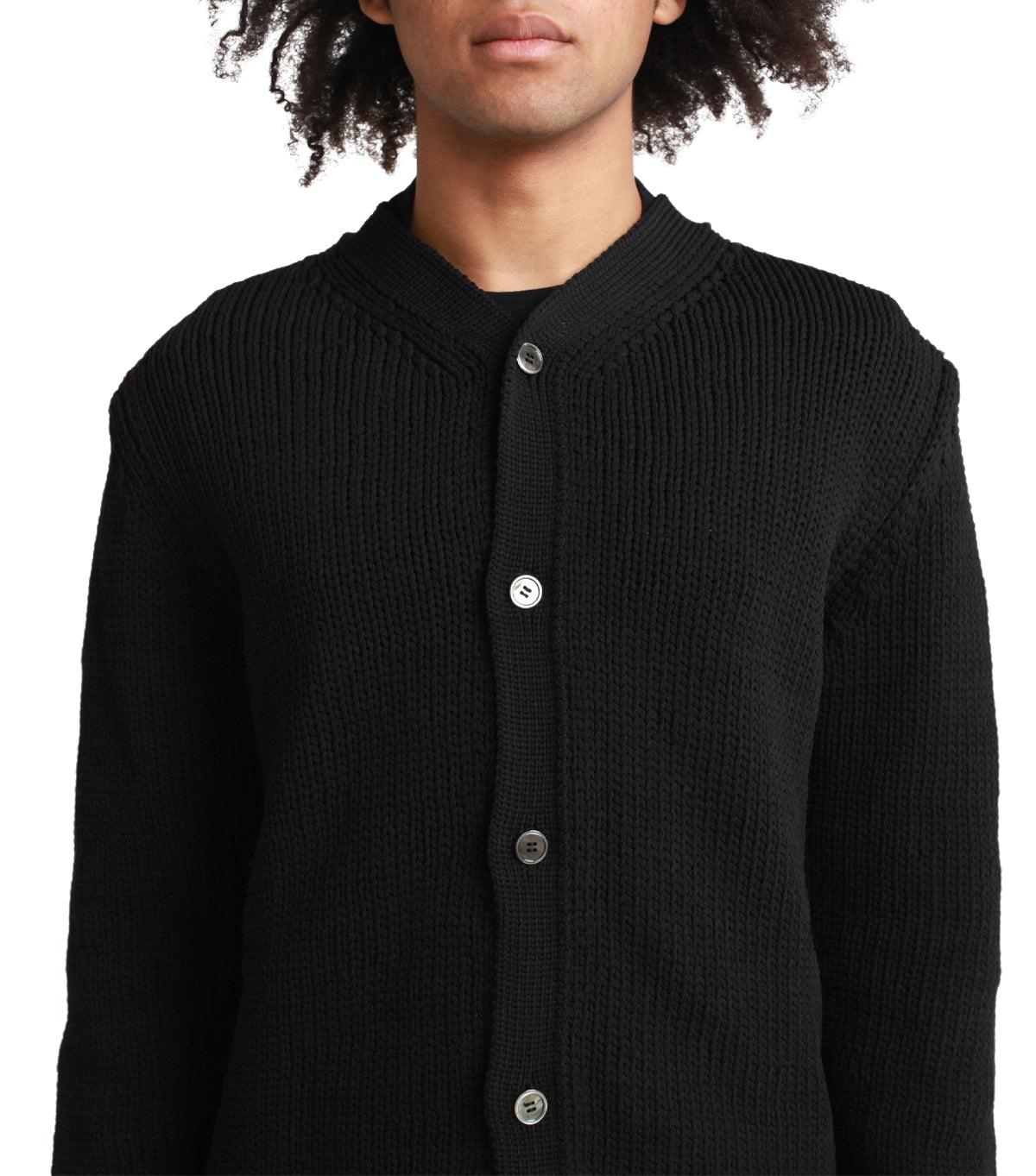 CdG Homme Plus Knit Cross Pattern Cardigan Black | SOMEWHERE
