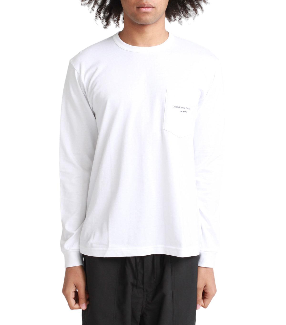 CdG Homme Pocket T-Shirt Long Sleeve White
