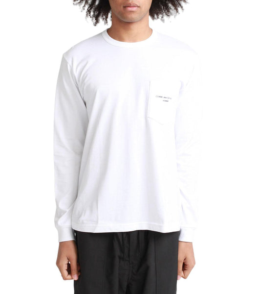 CdG Homme Pocket T-Shirt Long Sleeve White