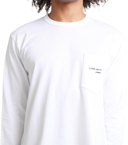 CdG Homme Pocket T-Shirt Long Sleeve White | SOMEWHERE