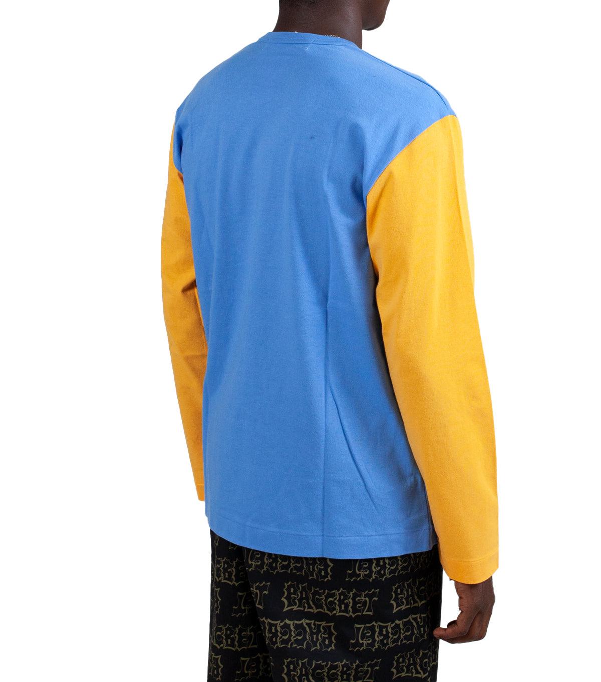 CdG PLAY Bi-Color Long Sleeve T-Shirt Blue | SOMEWHERE