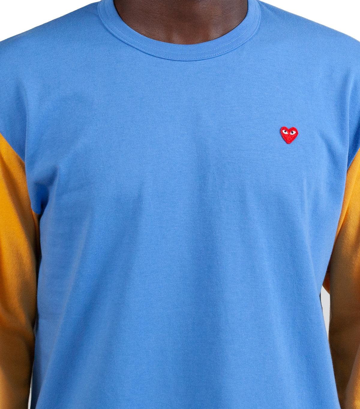 CdG PLAY Bi-Color Long Sleeve T-Shirt Blue | SOMEWHERE