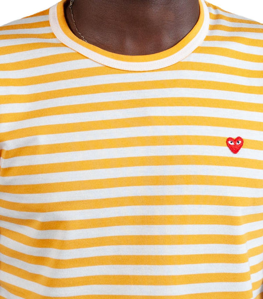 CdG PLAY Bi-Color Striped Long Sleeve T-Shirt Yellow | SOMEWHERE