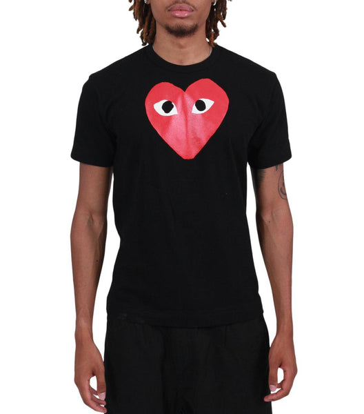 CdG PLAY Front Red Heart T-Shirt Black