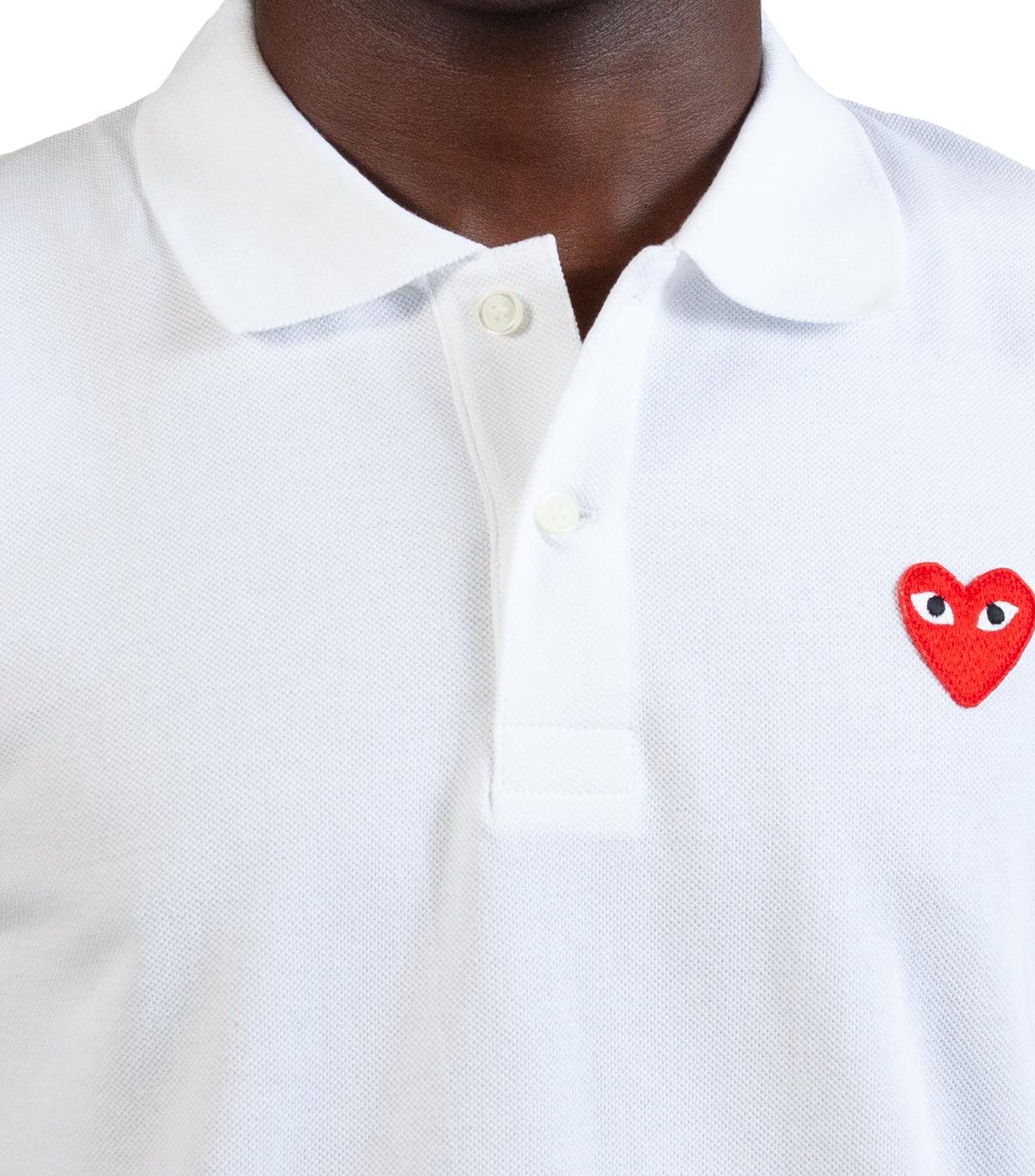 CdG PLAY Red Heart Polo Shirt White | SOMEWHERE