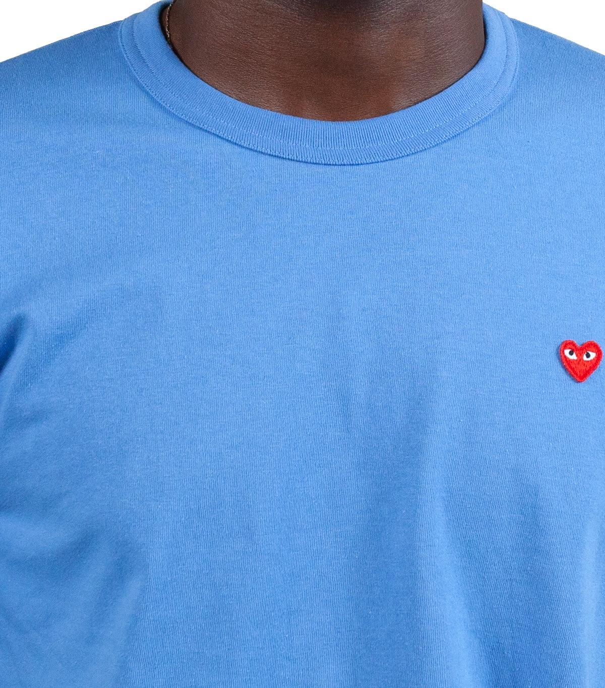 CdG PLAY Small Red Heart T-Shirt Blue | SOMEWHERE