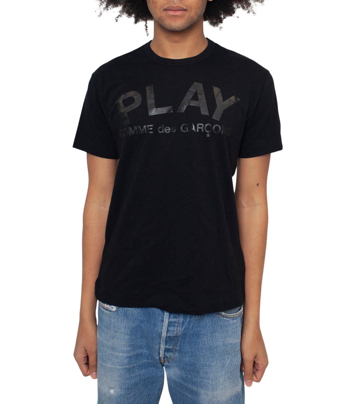 CdG PLAY Words Logo T-Shirt Black | SOMEWHERE